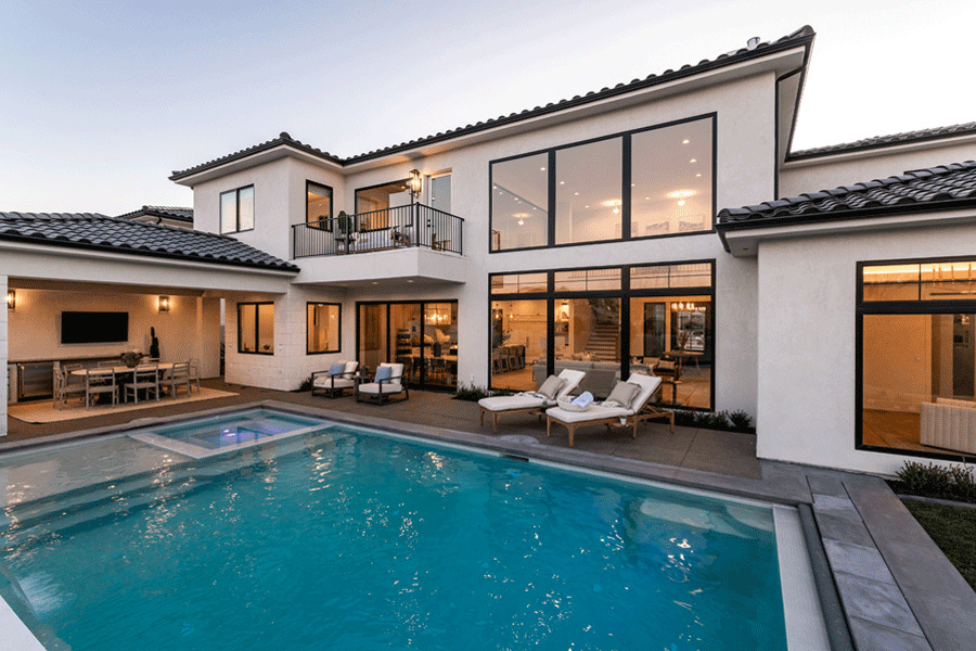 Modern house with black Andersen windows