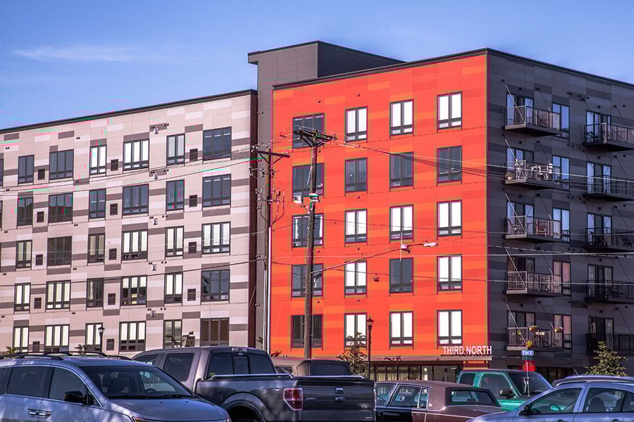 Modern colorful apartment building