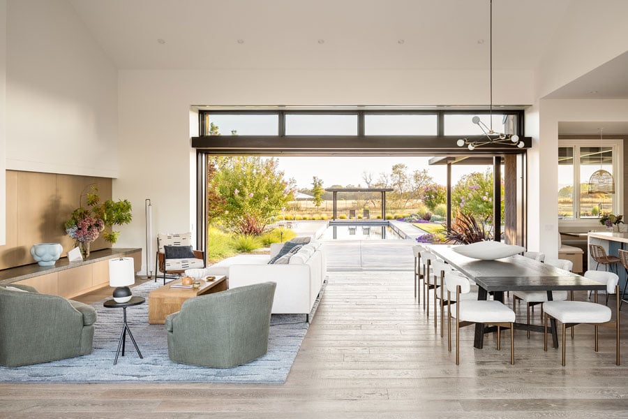 view outside from great room with andersen multi glide patio doors