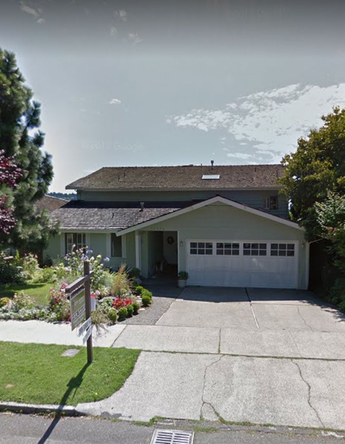 On the left is an image of the home before the remodel and on the right an after image.