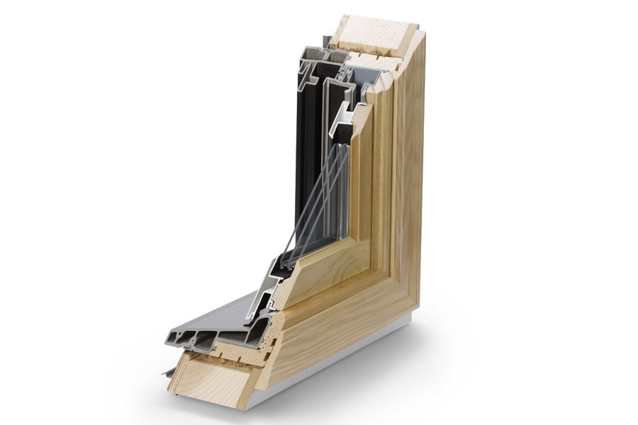 corner view of triple pane andersen window