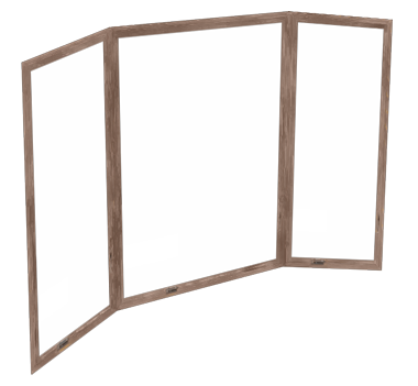 E-Series bay-bow window wood finish